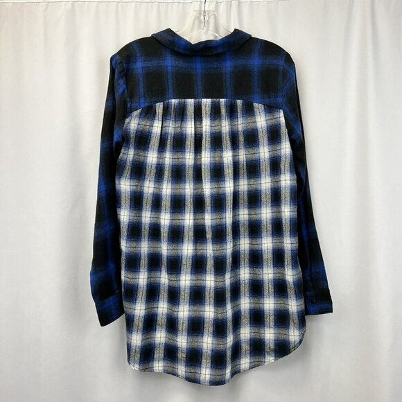Hem & Thread Womens Button Up Multicolor Plaid Long Sleeve Top Size Medium - Picture 5 of 8